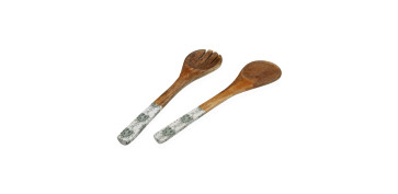 Utensilios de cocina - UTENSILIOS ENSALADA MADERA DECORADA SET 2U BEATRICE 30X6X1CM