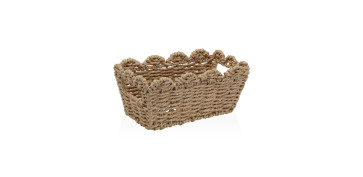 Ordenacion y conservacion de cocina - CESTA YUTE MARRON TRENZADA BORDE NATURAL 24X13X10,5CM