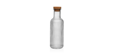 Todo para la mesa - BOTELLA CRISTAL TAPON CORCHO 1,3L RAYAS TRANSPARENTE