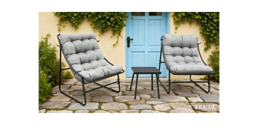 SILLON ACERO C/COJIN 2U + MESITA TURIN