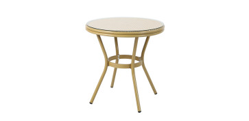 Decoración - MESA ALUMINIO CRISTAL Ø 70CM RATAN