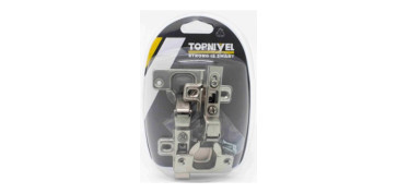 Material de carpintería - BISAGRA CAZOLETA ACODADA DE CLIP CON BASE (2 UDS) 110º Ø 35 MM NIQUELADA