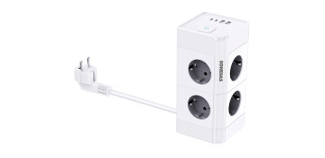Cables - BASE MULTIPLE 8 TOMAS +2 USBA+2 USBC BLANCO CABLE 1,5 MT