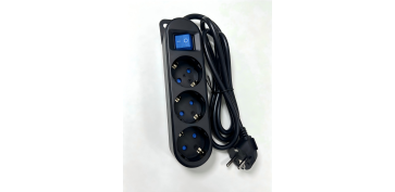 Cables - BASE MULTIPLE CON INTERRUPTOR NEGRO 3 TOMAS 1,5 MT