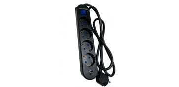 Cables - BASE MULTIPLE CON INTERRUPTOR +USB A+ USB C NEGRO 4 TOMAS 1,5 MT