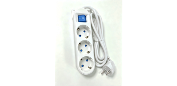 Cables - BASE MULTIPLE CON INTERRUPTOR BLANCO 3 TOMAS 3 MT
