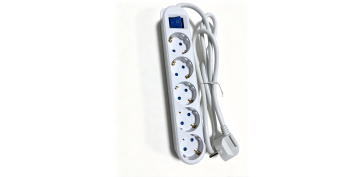 Cables - BASE MULTIPLE CON INTERRUPTOR BLANCO 5 TOMAS 3 MT