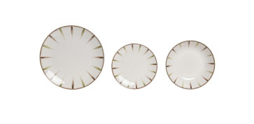 VAJILLA 18 PIEZAS PORCELANA VERDE 26,8X26,8X2,8CM