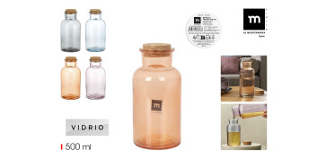Ordenacion y conservacion de cocina - BOTELLA FRASCA BOCA ANCHA TAPA CORCHO 500ML SURTIDA COLORS