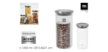 Ordenacion y conservacion de cocina - BOTE BOROSILICATO TAPA ACERO 1350ML