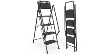 ESCALERA CON PASAMANOS PLEGABLE 4 PELDAÑOS ANCHOS