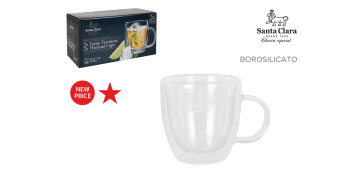 Vajillas - TAZA BOROSILICATO DOBLE SET 2UDS 15CL