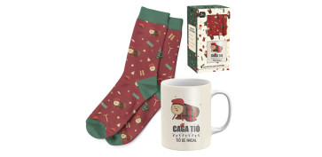 Vajillas - SET REGALO TAZA 300ML CON CALCETIN TIO CERAMICA - POLIESTER