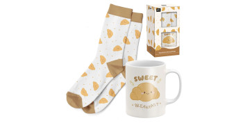 Vajillas - MUG CERÁMICA + CALCETIN CAJA REGALO 30CL CROISSANT