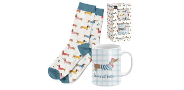 Vajillas - MUG CERAMICA + CALCETIN CAJA REGALO 30CL TECKEL