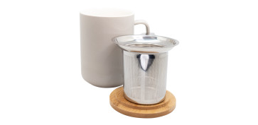 Vajillas - MUG PORCELANA CON FILTRO 350ML GRIS