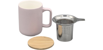 Vajillas - MUG PORCELANA CON FILTRO 350ML ROSA