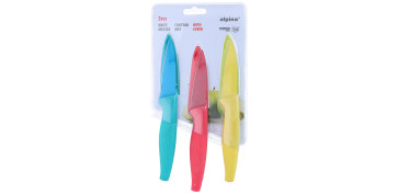 CUCHILLOS CON FUNDA SET 3 UNIDADES COLORS