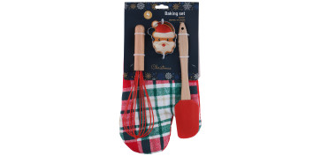 MANOPLA+ESPATULA+BATIDOR Y CORTADOR XMAS SET 4 UDS