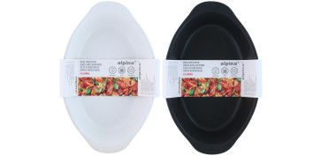 BANDEJA HORNO CERAMICA OVAL BLANCA/NEGRA 20X12CM SURTIDA