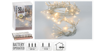 Iluminacion vivienda - GUIRNALDA INTERIOR 50 LED 10CM 3PILAS AA NO INCLUIDAS 5M LUZ BLANCA CALIDA