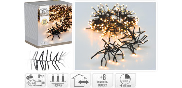 Iluminacion vivienda - GUIRNALDA RACIMO 1512 LED IP44 8 FUNCIONES TIMER 11+3M LUZ BLANCA EXTRA CALIDA