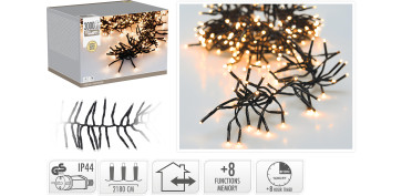 Iluminacion vivienda - GUIRNALDA RACIMO 3000LED IP44 8 FUNCIONES TIMER 21,8+3M LUZ BLANCA CALIDA