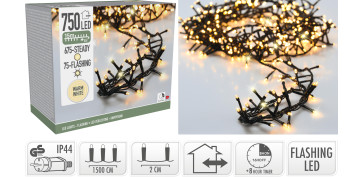 Iluminacion vivienda - GUIRNALDA SERPIENTE 750 LED CON FLASH IP44 TIMER 15+3M LUZ BLANCA CALIDA