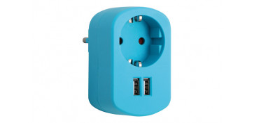 Material instalacion electrico - ADAPTADOR CON DOBLE USB AZUL