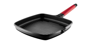 Coccion - GRILL INDUCTION MANGO DESMONTABLE ROJO 22X22 CM