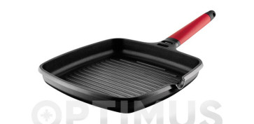 Coccion - GRILL INDUCTION MANGO DESMONTABLE ROJO 27X27 CM