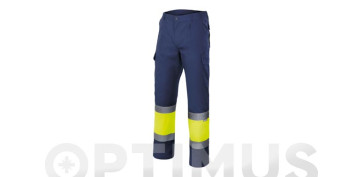 Vestuario laboral - PANTALON BICOLOR ALTA VISIBILIDAD MARINO / AMARILLO L