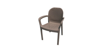 Mesas y Sillas - SILLON RATAN RESINA MIRANDA TAUPE