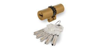 Material de carpintería - CILINDRO PERFIL SUIZO SPR CORONA 14 DIENTES 33-33 LATON, 5 LLAVES