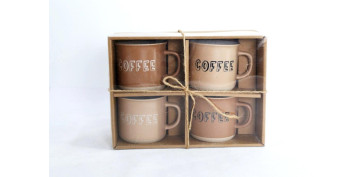 Vajillas - MUG GRES SET 4 UDS 28,5 CL MARRON